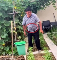 53岁大衣哥朱之文近照曝光，自家菜园干农活大肚腩抢镜