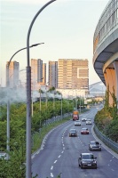 路灯杆“喷云吐雾”