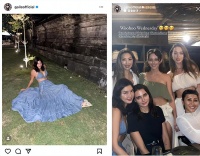 黎明前妻乐基儿穿内衣！坐草地肚子赘肉明显，满面油光笑容太僵硬