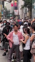 天王郭富城 香港街头拍戏……