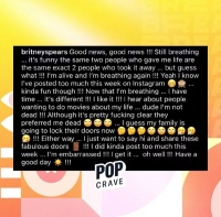 布兰妮回应米莉想扮演她：姐妹 我还没死