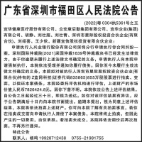 广东省深圳市福田区人民法院公告