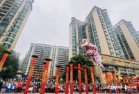 福海桥头醒狮贺元宵送祝福
