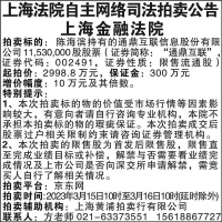 上海法院自主网络司法拍卖公告 上海金融法院