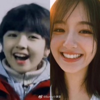 童年照和现在的对比，简直等比例长大般的可爱灵动！