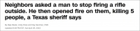 试枪噪音遭抱怨，美国得州男子“处决式”枪杀5名邻居