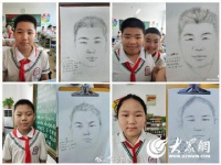 菏泽一小学老师手绘肖像 送给80多名毕业学生