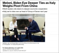 意大利总理梅洛尼访美：意大利对华政策不受美国影响，想访华