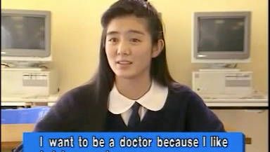 杨采妮30年前英语会话示范,青春学生妹,好可爱