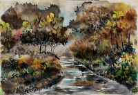 当代名家胡维平 诗/文/水彩画《秋天的傍晚》