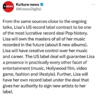 BLACKPINK成员Lisa，被曝全合约签约美国公司，全面开放个人资源