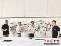 广东画院4位画家合作大型山水画《泰岳雄风》