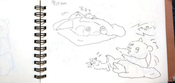 阿久津优的速写本中记录了大熊猫的日常 图源:日媒