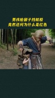男孩给猴子挡屁股，竟然还问为什么是红色