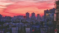 夕阳西下 红霞满天