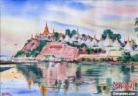 百余幅中缅画家水彩作品云南德宏展出 呈现“胞波”情谊