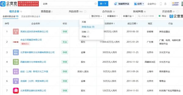 赵薇名下股权再遭冻结，涉及金额500万元