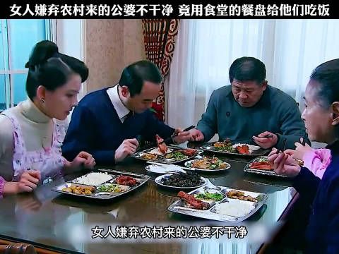 女人嫌弃农村来的公婆不干净，竟然拿食堂的餐盘给他们吃饭