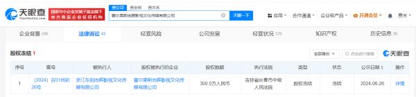 郑爽电视剧出品公司股权被冻结 曾被判千万赔偿