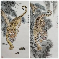 陈升栋国画新作品——虎啸山林，威震四方