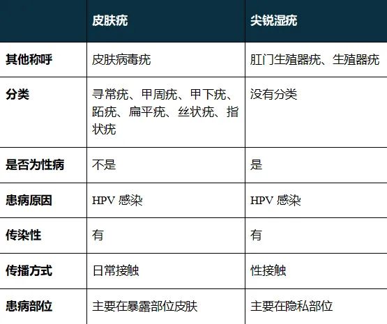 皮肤疣vs尖锐湿疣