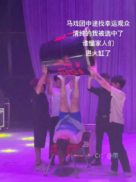 好消息:被选中当幸运观众了 坏消息:进大缸里了