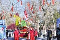 太原：舞狮赏花逛庙会 红红火火过大年