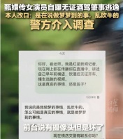 《甄嬛传》余莺儿回应酒驾肇事逃逸：是我做梦的事情，乱吹牛的