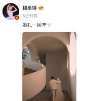 杨丞琳李荣浩庆祝婚礼一周年 晒婚纱背影照幸福甜蜜