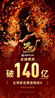 《哪吒2》全球票房破140亿 冲击全球票房榜前七名！