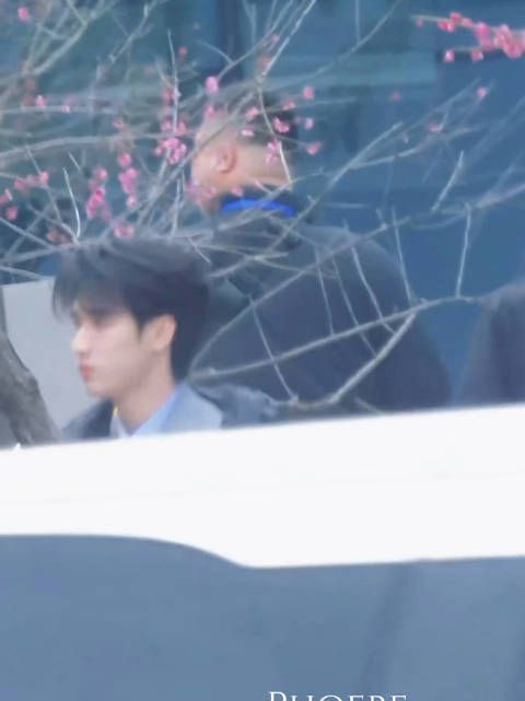 小严身穿灰色西装亮相工作现场