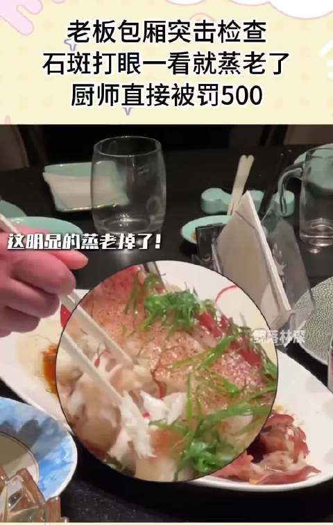 老板包厢突击检查,石斑打眼一看就蒸老了,厨师直接被罚500! !