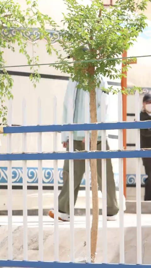 @魏大勋 综艺录制上班薄荷蓝风衣look好清爽 录制顺利 cr.logo