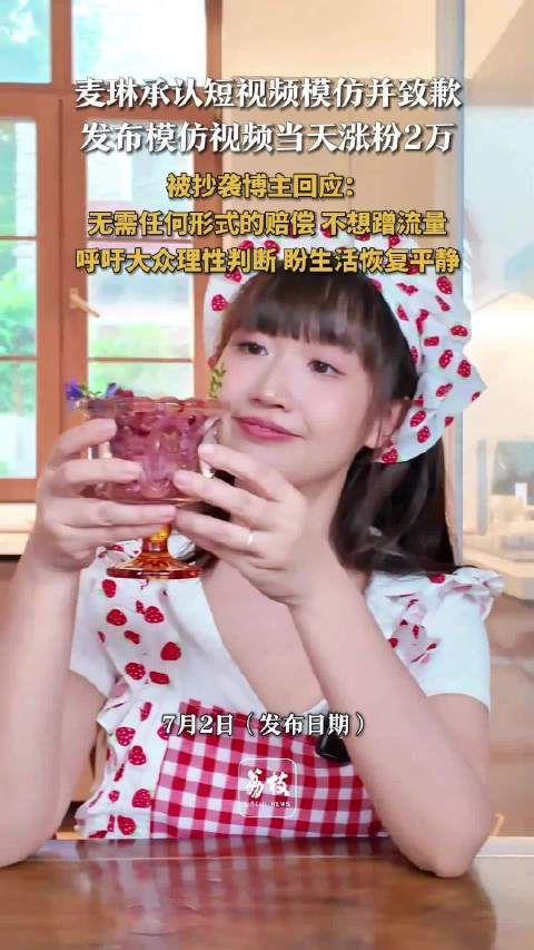 被抄袭博主回应麦琳道歉：不想蹭麦琳流量，不要赔偿