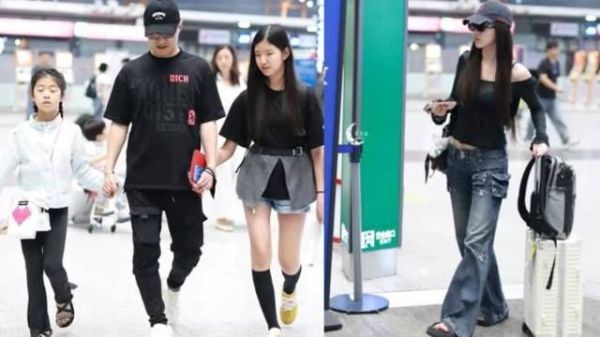 汪峰携四位宝贝亮相机场,二闺女罕见现身,18岁小苹果尽显超凡气质