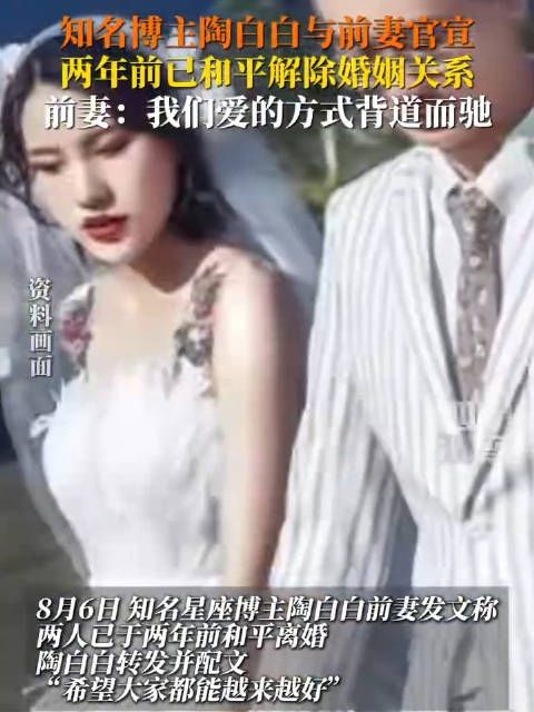 陶白白前妻回应离婚:因爱的方式背道而驰