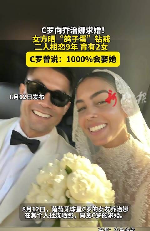 C罗求婚乔治娜成功,晒钻戒兑现9年承诺