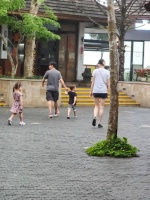 撒贝宁携家人购物，妻子李白扎马尾侧颜超美，女儿穿碎花裙很漂亮