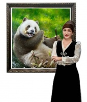 晏子油画《秦岭食竹》斩获加拿大国际动物大赛铜奖