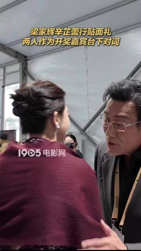 梁家辉辛芷蕾金鸡奖台下行贴面礼对词