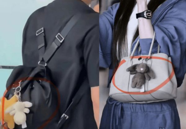 二人还有同款玩偶挂件。