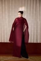 高圆圆穿酒红色纱裙美貌养眼 尽显女神范