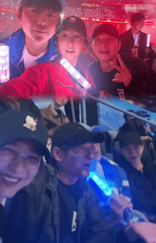 吴昕与何炅、李维嘉同框合影。