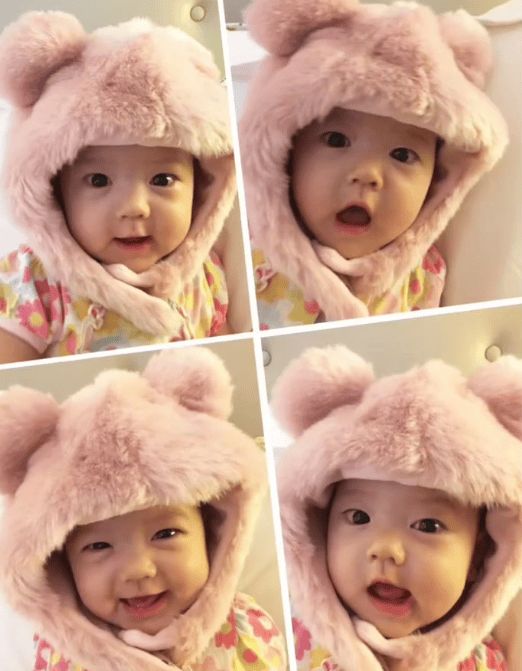 张梓琳晒出女儿小时候的照片。
