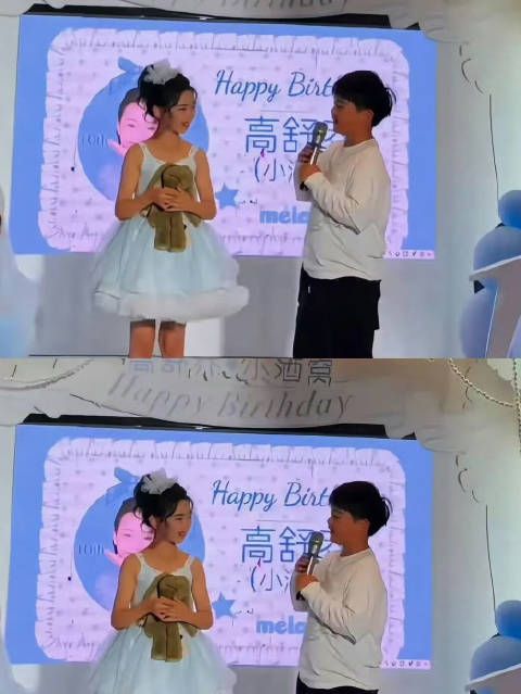 朵朵给小酒窝送上祝福,祝福小酒窝活到四位数,逗得酒窝甜笑