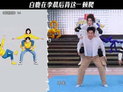 哈哈哈白鹿直接骑晨哥肩膀上了