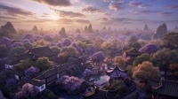 紫藤花下黎王摩挲玉佩，叶璃淡紫衣裙相映成画