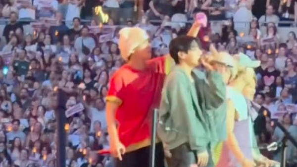 BTS伦敦演唱会金泰亨为成员洒纸花
