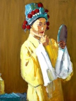 戏如人生：岳海涛油画作品捕捉候场瞬间张力