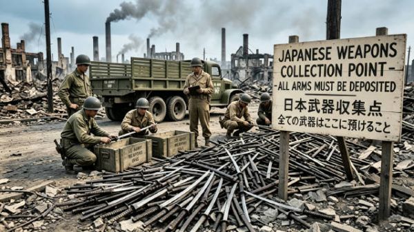 1945年录像，美军占领日本后摧毁8000架飞机，销毁枪支160万余支